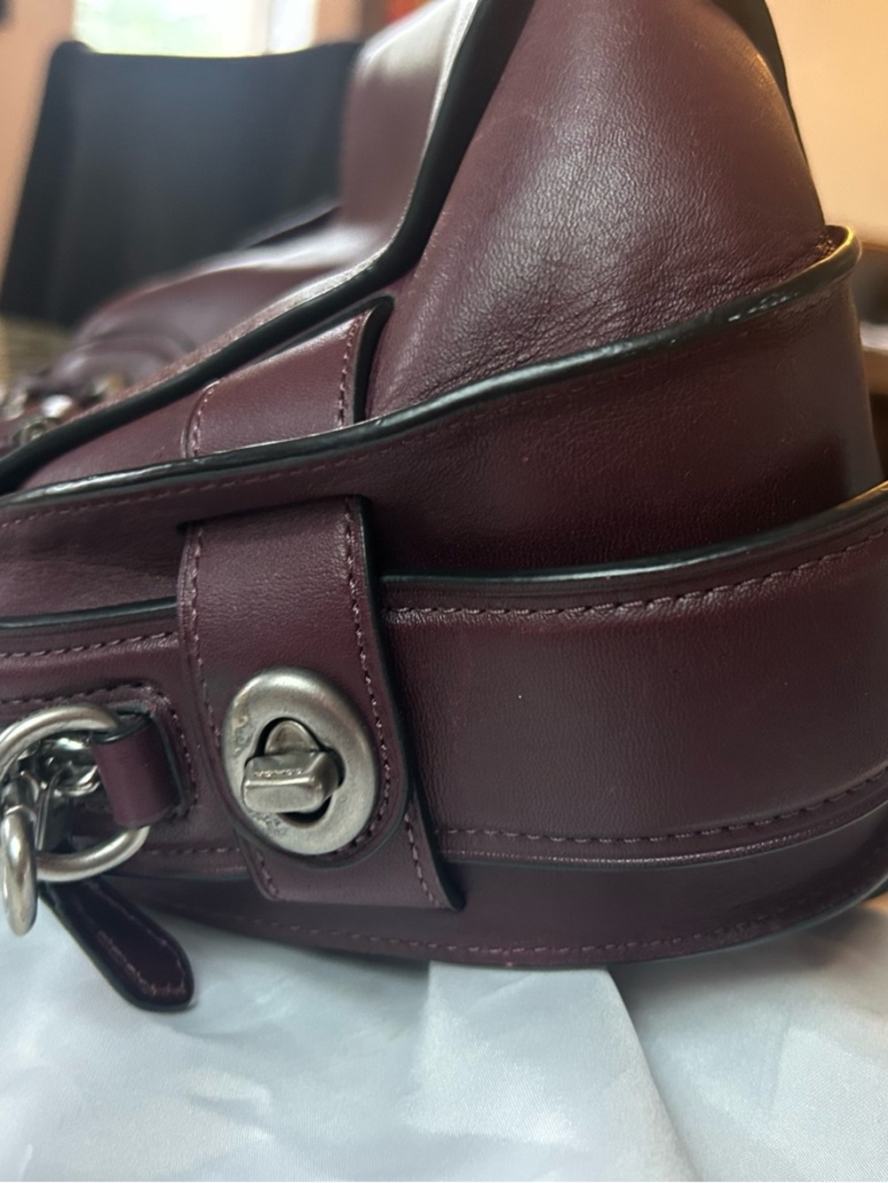 Coach Burgundy Leather Satchel with Double Zip - Picture 9 of 9